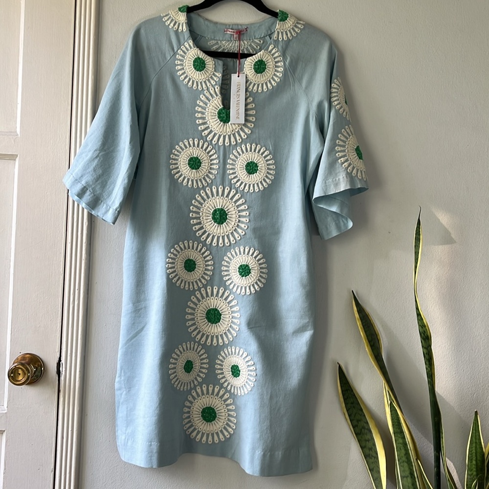 NWT•Frances Valentine X Tickernuck•blue aster caftan•sz XS